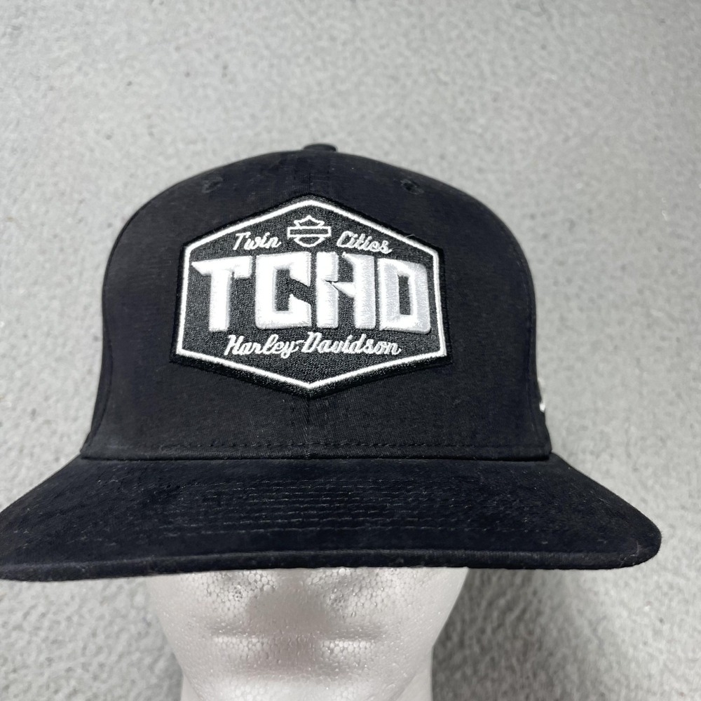 Harley-Davidson Hat Cap Snap Back One Size Mens Black Twin Cities Flag Patch